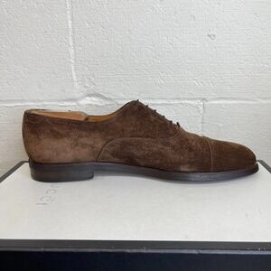 Salvatore Ferragamo Studio Cap Toe Brown Suede Oxford Dress Shoes Mens Size 10 B